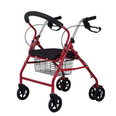 China Carbon Steel Affordable Aluminum Foldable Rollator Walker For Disabled 6 Wheels With Shopping Basket for sale