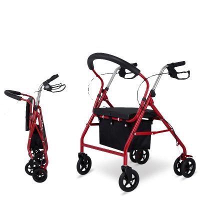 China Hot Choice Folding Carbon Steel Lightweight 6 Wheels Rollator Elder Walker for sale