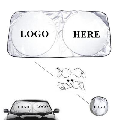 China Polyester Advertising Car Sun Shade / Custom Foldable Windshield Car Sunshade / Pop Up Car Sun Shade for sale