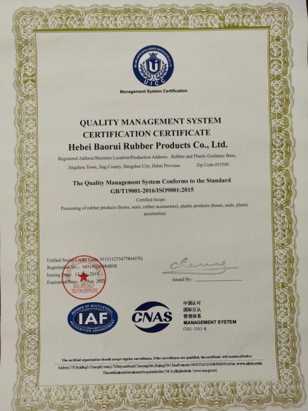 ISO9001 - Hebei Baorui Rubber Products Co., Ltd.