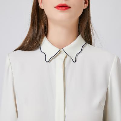 China 2020 Hot Selling Women's Simple Elegant White Ladies Pockets Long Sleeves Blouses And Tops for sale