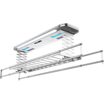 China Stop When Blocked Electric Automatic Lifting Aluminum Laundry Clothes Hanger Ventilating Dryer Drying Rack Line With Fan for sale