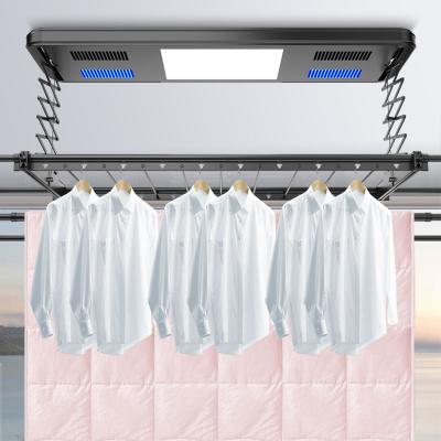 China Space Saving/Low Noise Electric Foldable Metal Hanger Smart Remote Control Automatic Aluminum Laundry Drying Rack Luxury Hanger For Clothes for sale