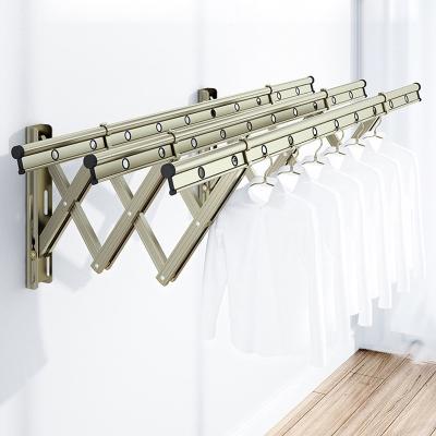 China Modern Outdoor Wall Mount Hanger Folding Back and forth Drying Rack No Clothes-Rust Aluminum Telescopic Hanger for sale