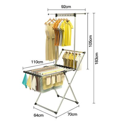 China Modern Adjustable Household X Shape Clothing Rack Aluminum Alloy Shelf Indoor Outdoor Drying Towel Clothes Folding Coat Rack for sale