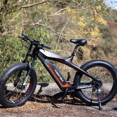 China KONTAX carbon fiber electric bike 750W 1000w fat cruiser E bike 20/26 inch carbon fiber wheel mountain electric bike cycle for sale