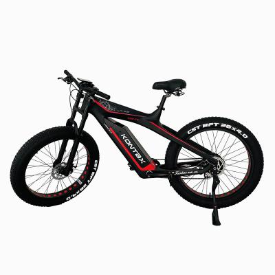 China Carbon Fiber KONTAX Carbon Fiber Motor Bike Moutain Electric Bike 48v1000w 26 Inch Fat Tire Bicycle With Pedal Assist System for sale