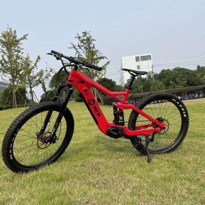 China 2021 Newest Carbon Fiber Electric Bike 48V 14Ah All Terrain 500W Full Motor Drive Electric Bicycle Mountain MTB Mid Suspension Ebike PRO for sale