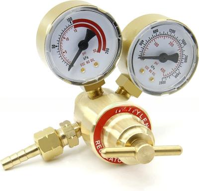 China Weld Acetylene Regulator Welding Gas Gauges Cga-200 Rear Inlet with 9/16"-18 Outlet and Hose Connector for sale