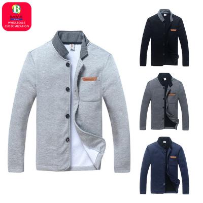 China Baoyue Windproof Spring Solid Color Single Sleeve Sweater Collar Jacket And Thin Edition Autumn Fashion Casual Men Long for sale