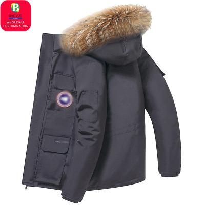 China High Quality Windproof Canada Original Baoyue Big Fur Collar Style Mens Plus Size Goose Down Jacket Winter Outdoor Jackets for sale