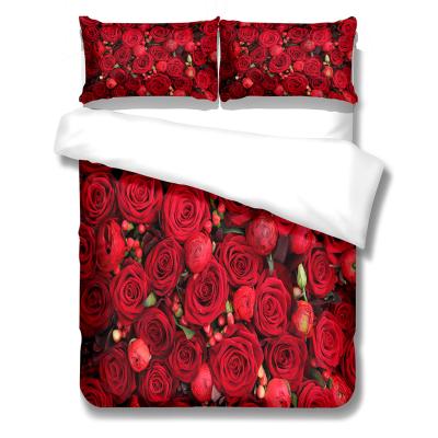 China Brand Designers Rose Super Soft Red Floral Luxury Comforter Duvet Cover Bedding Sets Sets Bbdding For Living Room 3D Logo Cotton Custom 40 for sale