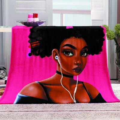 China Magical Woman 3d Printing Throw Blanket Super Soft Luxury African Wearable Black Girl Throw Blanket Magic Thick Blanket For Living Room for sale