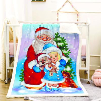 China Super Soft Merry Christmas Kids Fleece Throw Sherpa Blankets 3D Printed Custom Red Christmas Santa Knit Sherpa Throw Blankets For Home Decor for sale