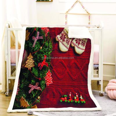 China Super Soft Merry Christmas Kids Fleece Sherpa Throw Blankets Red Christmas Santa 3D Print Custom Sherpa Throw Blankets Knitted For Home Decor for sale