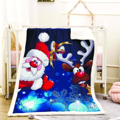 China Super Soft Merry Christmas Kids Fleece Throw Sherpa Covers Red Christmas Santa 3D Print Custom Designer Winter Baby Flannel Covers For Sofa for sale