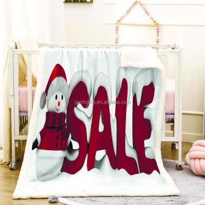 China Red Santa Snowman 3D Microfiber Sherpa Merry Christmas Kids Throw Fleece Super Soft Cheap Blanket Cartoon Custom Wearable Blanket for sale