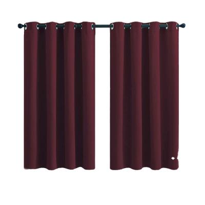 China Blackout Hotel Wine Red Color Blackout Curtain Ready Made Window Curtains For Living Room for sale