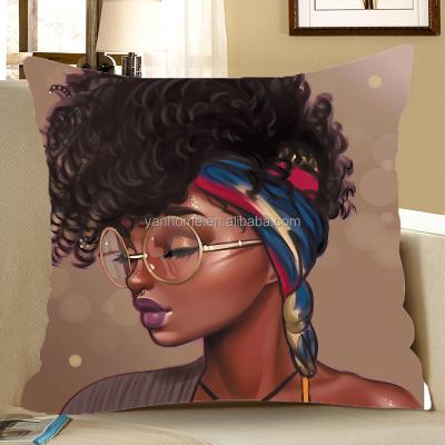 China Super Soft High Quality Black Magic Girl Cushion Cover Custom Printing Soft Cushion Covers Decorative Microfiber Outdoor Cushions for sale