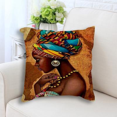 China African American Folded Art Cushion Cover For Sofa Home Decor Colorful Women Bedroom Girl Pillowcase Plush Pillow Case 45x45cm for sale