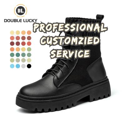 China Lucky New Arrivals Hot Sale Double Round Fur Boots For Ladies Casual Rubber Sock Booties Shoe For Women Winter Boots for sale