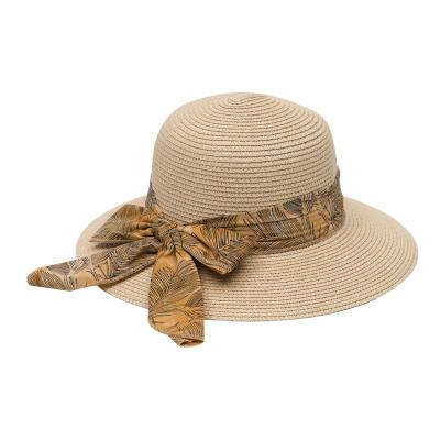 China JAKIJAYI Dobby Ladies Summer Sun Hat Soft Wide Brim Beach Ladies Straw Hat for sale