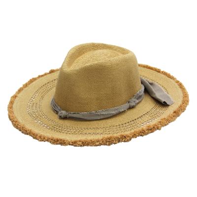 China 2021 Wholesale Picture Straw Summer Ladies Panama Wide Brim Paper Hat for sale