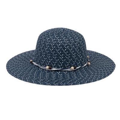 China Popular Custom Foldable Dobby Sun Hats Fashion Ladies Summer Dobby Beach Mixed Colors Paper Printed Floppy Straw Hats for sale