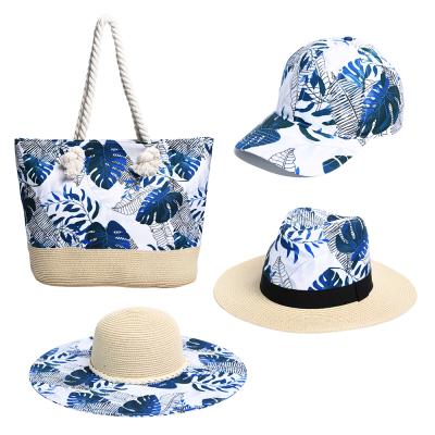 China Wholesale Picture New Design For Women Bag Hat Sets Women Tote Shopping Bag Digital Printing Customized Wide Brim Felted Hat for sale