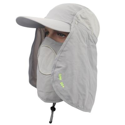 China COMMON Outdoor UV Protection Sun Hats Couples Light String Bucket Fishing Bucket Hat With Face And Neck Cover For Men for sale