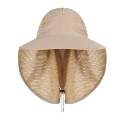 China New Summer New Design Character UV Bucket Hat Safari Hiking Fisherman Cap Fishing Protective Hat With Neck Cover Custom Plain Flat Color Dyed for sale