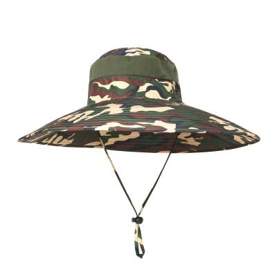 China SPF Camouflage UV Waterproof Men/Women Tactical Bucket Hat Sun Safari Bucket Hat Summer Protection Boonie For Fishing Hiking for sale