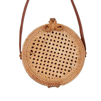 China High Quality Women's Handmade Eco-Friendly Straw Rattan Beach Bag Handwoven Raw Material Summer Raw Material JAKIKAYI Round Handbag Round Handwoven Handbag rattan for sale