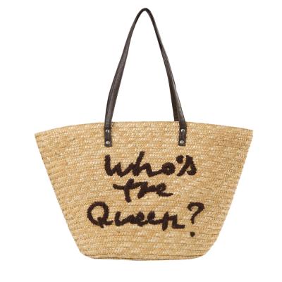 China Custom Paper Beach Straw Knitting Bag Logo Women Fashion Alphabet Pattern Wholesale Raw Material Eco-Friendly Raw Material JAKIJAYI for sale