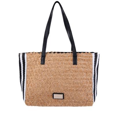 China Madame Designer Leather Ladies Straw Bag Shoulder Bag, Madame Striped Picture Polyester 1pc/polybag, Madame New Beautiful Women's Handbag Bucket for sale