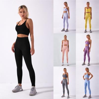 China 2022 New Women Breathable Seamless Yoga Bra Set High Waist Gym Fitness Sports Yoga Sets For Women for sale