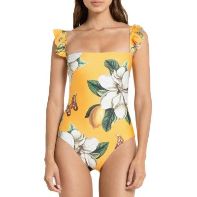 China Printing One Piece Swimsuit Plus Size 2022 Off The Shoulder V-Neck Swimwear Swimsuit Sexy Female Beach Wear for sale