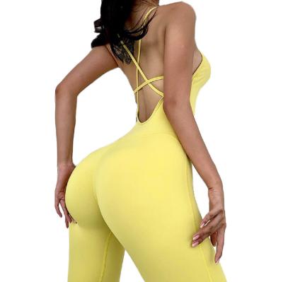 China Breathable Women Yoga Jumpsuit Train Fitness Beauty Back Ballet Dance Training Jumpsuit for sale