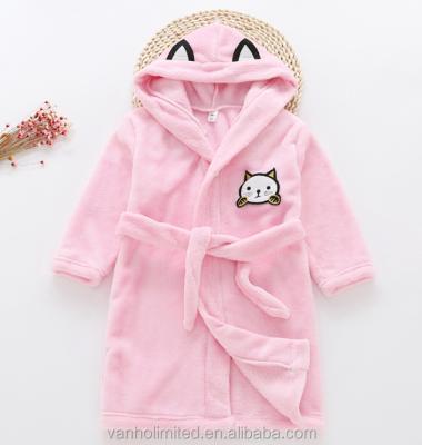 China Home Sleepwear Coral Robe Kimono Fleece Hooded Home Wear For Unisex Children for sale