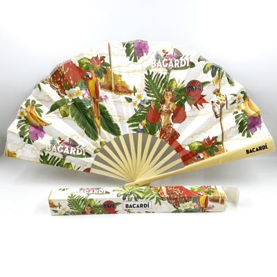 China China Custom Printed Big Bamboo Hand Folding Fans For Promotional Gifts for sale