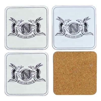 China Design Viable Tea Fashion Mat Bulk Natural Custom Print Paper Towel Coaster With Cork Base for sale