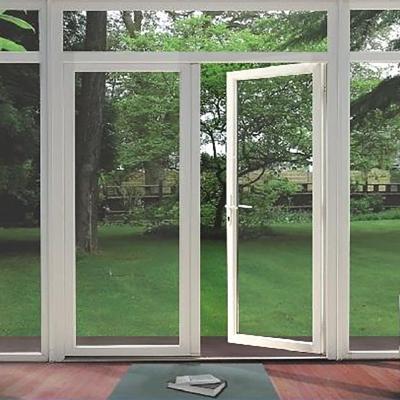 China Skyland Interior French Glass Doors Waterproof Tempered Glass Double Bottom Track Impact Proof Aluminum Double French Doors for sale