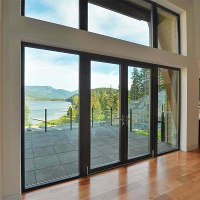 China Sound Insulation The Best Seller View Large Frameless Interior Aluminum Narrow Glass Doors Black Patio Silent Sliding Door for sale