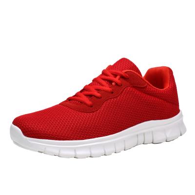 China Mesh Upper Lightweight Breathable Hiking Shoes Red Color Comfortable for sale