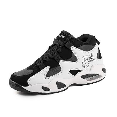 China Black And White High Ankle Basketball Shoes Anti Slippery Thickened Sole for sale