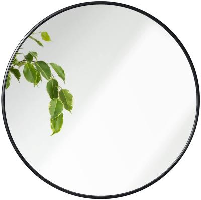 China Contemporary Decorative Black Circular Metal Frame Swept Frame Farmhouse Decorative Mirror Hanging Vanity Mirror For Bathroom for sale