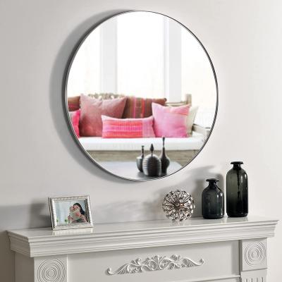 China Contemporary Metal Steel Frame Wall Mounted Vanity Mirror for Bathroom Bedroom Living Room Entryway for sale