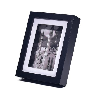 China European\Modern\Middle East\America wood box 6x8 inch shadow black 3d picture frame for desk and wall hanging for sale