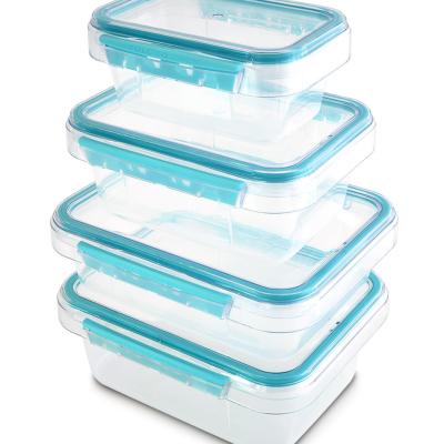 China [4pcs Combo Set] Microwavable Instant Lock PP Food Storage Container With San Lid Rectangular Combo 4pcs Set (485ml, 970ml, 1350ml, 1730ml) for sale