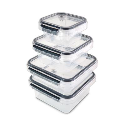 China Microwavable PP Food Storage Container with Tritan Valve Lid Square 4pcs Combo Set (405ml, 900ml, 130ml, 1650ml) for sale